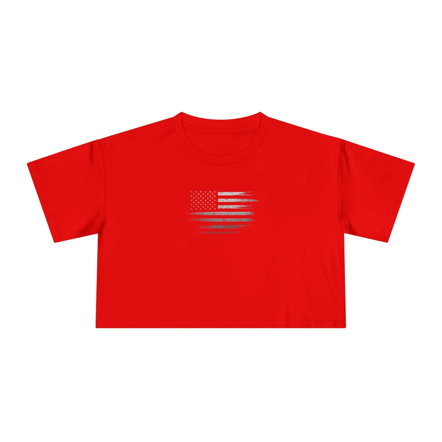 Patriotic Women's Crop Tee - Casual American Flag ( TONS OF COLORS )