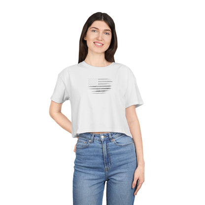 Patriotic Women's Crop Tee - Casual American Flag ( TONS OF COLORS )