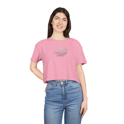 Patriotic Women's Crop Tee - Casual American Flag ( TONS OF COLORS )