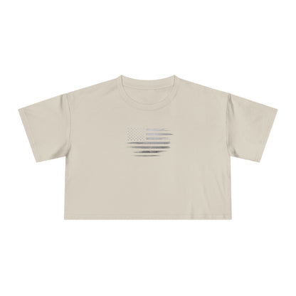 Patriotic Women's Crop Tee - Casual American Flag ( TONS OF COLORS )