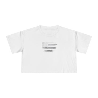 Patriotic Women's Crop Tee - Casual American Flag ( TONS OF COLORS )