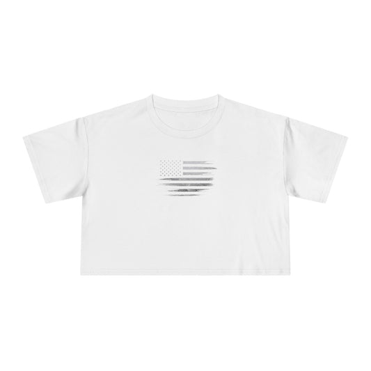 Patriotic Women's Crop Tee - Casual American Flag ( TONS OF COLORS )