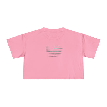 Patriotic Women's Crop Tee - Casual American Flag ( TONS OF COLORS )