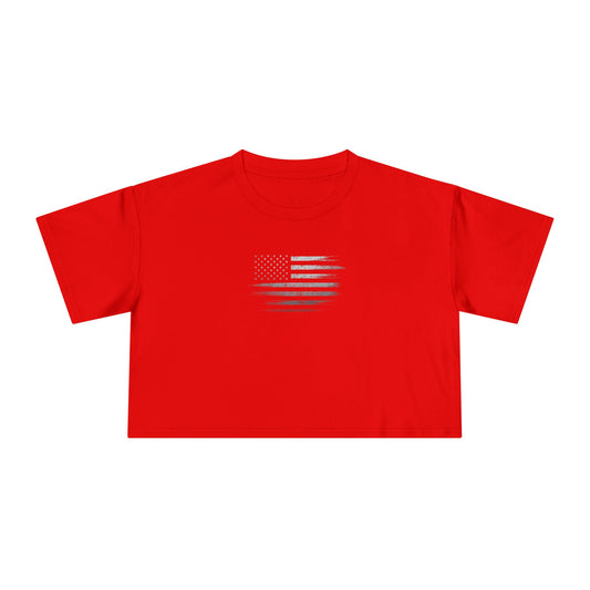 Patriotic Women's Crop Tee - Casual American Flag ( TONS OF COLORS )