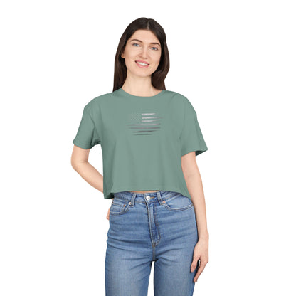 Patriotic Women's Crop Tee - Casual American Flag ( TONS OF COLORS )