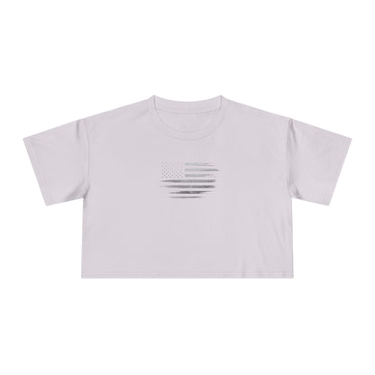 Patriotic Women's Crop Tee - Casual American Flag ( TONS OF COLORS )