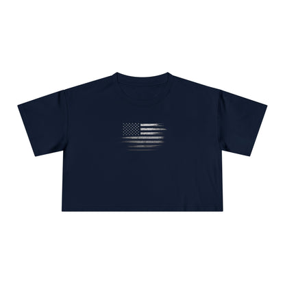 Patriotic Women's Crop Tee - Casual American Flag ( TONS OF COLORS )
