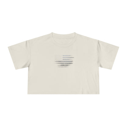 Patriotic Women's Crop Tee - Casual American Flag ( TONS OF COLORS )