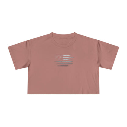 Patriotic Women's Crop Tee - Casual American Flag ( TONS OF COLORS )